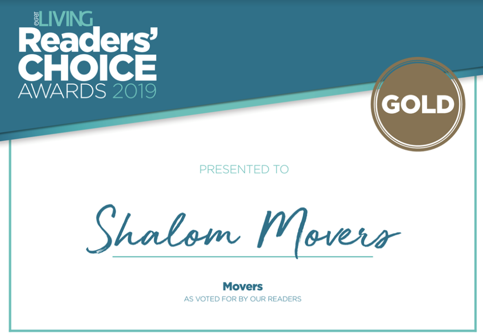 Shalom Awarded Best Moving Company